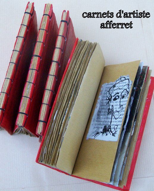 Sculpture intitulée "petits carnets roug…" par Anne-Frédérique Ferret, Œuvre d'art originale