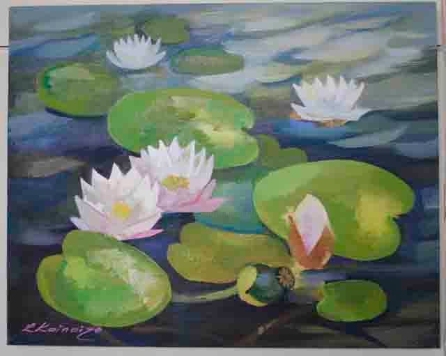 绘画 标题为“Water-lily II” 由Laine Kainaize, 原创艺术品