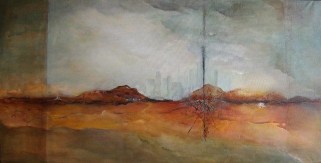 Peinture intitulée "Paysage fracturé" par Marie-Sylvie Riviere, Œuvre d'art originale