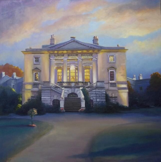 Malerei mit dem Titel "White Lodge" von Lee Campbell, Original-Kunstwerk, Öl