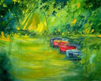 Peinture intitulée "Paysage vert" par Catherine Suchocka, Œuvre d'art originale