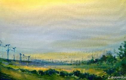 Peinture intitulée "Au lever du jour" par Catherine Suchocka, Œuvre d'art originale