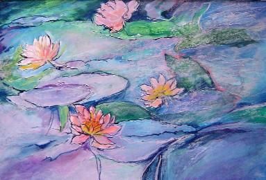 Peinture intitulée "Les nénuphars" par Catherine Suchocka, Œuvre d'art originale