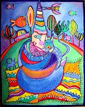 Peinture intitulée "Tapis volant" par Catherine Suchocka, Œuvre d'art originale