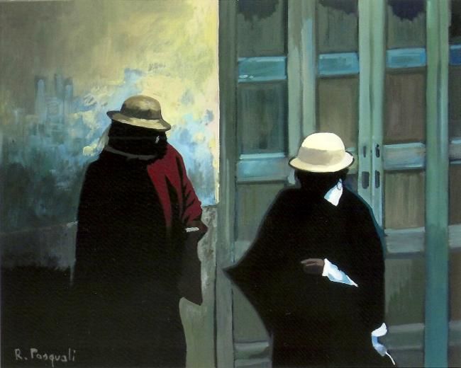 Painting titled "FUMATORI EQUATOREGNI" by Raffaella Pasquali, Original Artwork