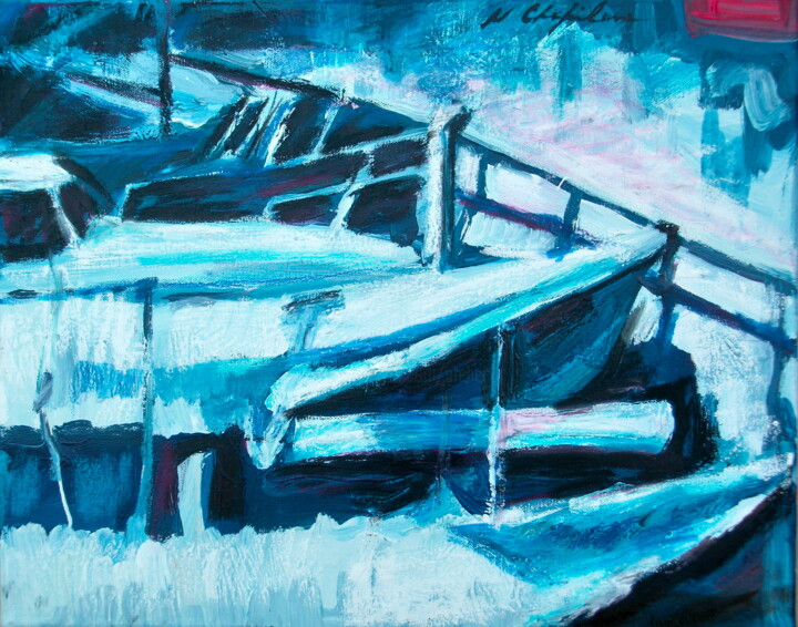Port bleu Saint-Raphael 5 绘画, 15.8x19.7 in