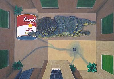 Pittura intitolato "Il cortile - The co…" da Sandro Taliani, Opera d'arte originale