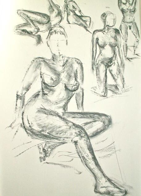 Dessin intitulée "silouhettes fusain" par Marie Pascale Martins, Œuvre d'art originale, Fusain