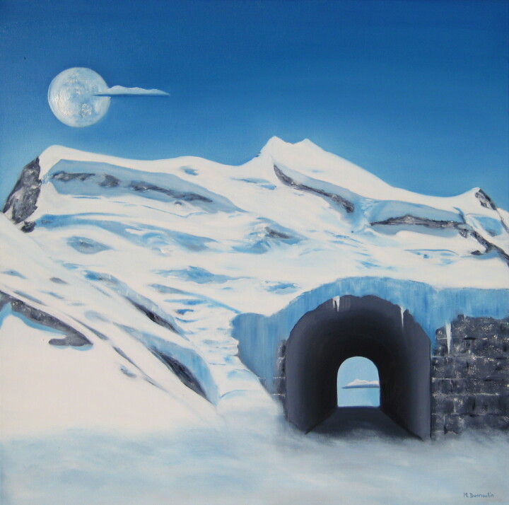 Peinture intitulée "" Voie rapide "" par Martial Dumoulin, Œuvre d'art originale, Huile Monté sur Châssis en bois