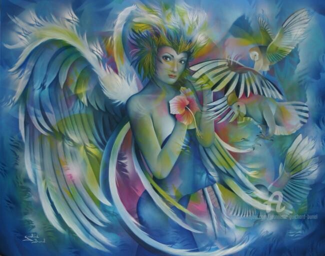 Peinture intitulée "vers la sagesse" par Jeannette Guichard-Bunel, Œuvre d'art originale