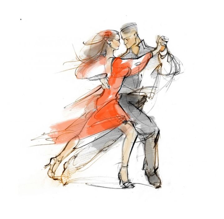 Dessin intitulée "Tango sketch" par Julia Kulgayeva, Œuvre d'art originale