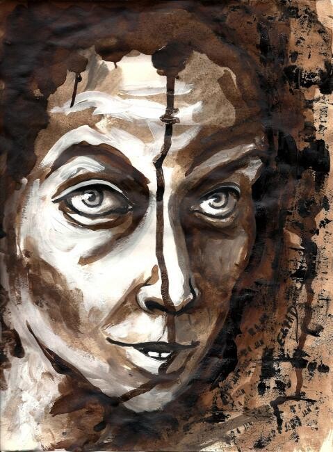 Dessin intitulée "Fou" par Edith Bos Boyer (EDITH DONC), Œuvre d'art originale, Encre