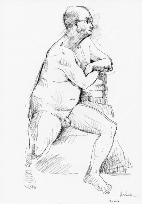 图画 标题为“Drawing, live model” 由Oksana Veber, 原创艺术品, 其他
