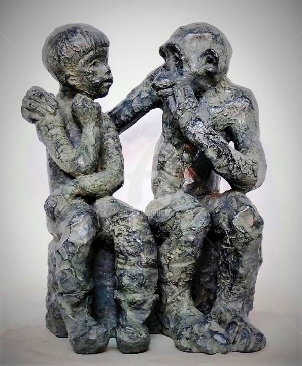 Γλυπτική με τίτλο "Dialogue, sculpture…" από Marie-Thérèse Tsalapatanis, Αυθεντικά έργα τέχνης, Μπρούντζος