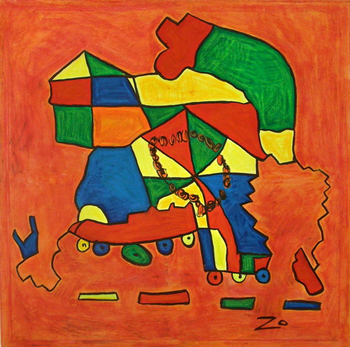 Painting titled "Véhicule by Zo" by Nathalia Chipilova, Original Artwork, Acrylic