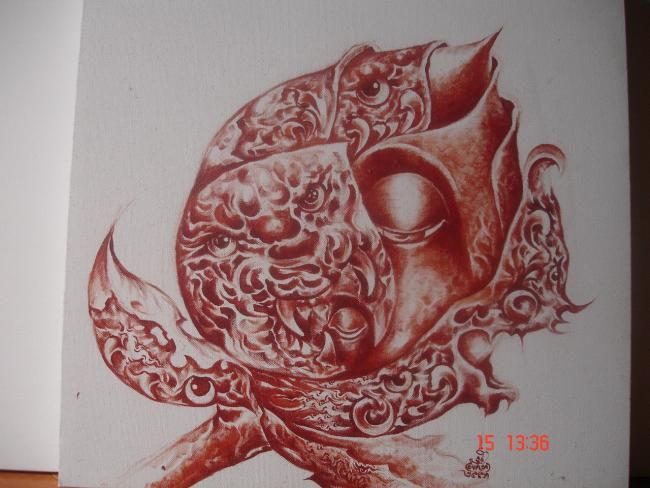 Painting titled "Dominate 3" by Nipon Jungkina, Original Artwork, Oil