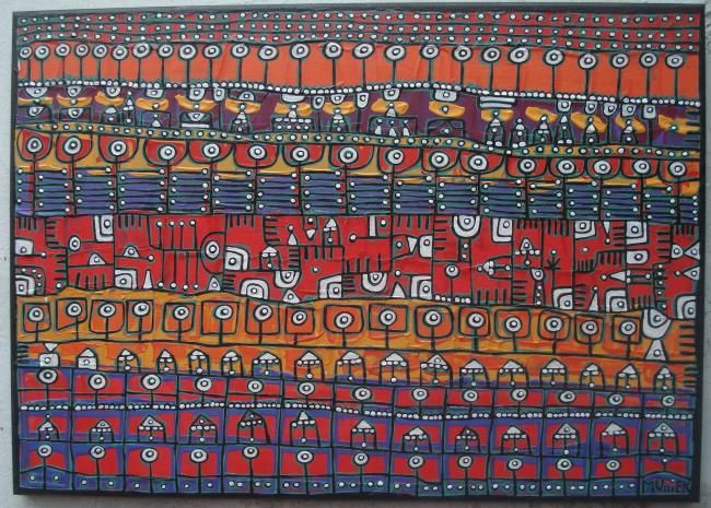Schilderij getiteld "613-MUniEK # 613 -…" door Muniek, Origineel Kunstwerk, Olie