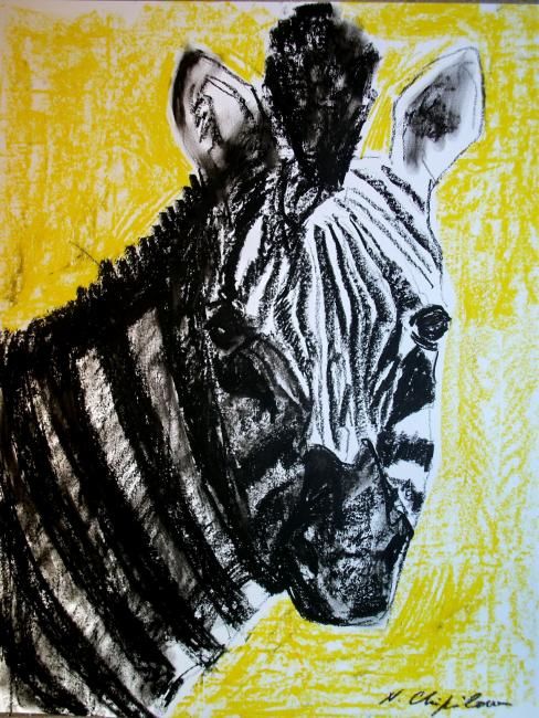 Peinture intitulée "Zèbre" par Nathalia Chipilova, Œuvre d'art originale, Huile
