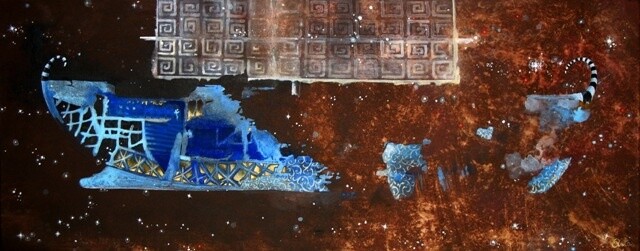 spaceship 绘画, 15.8x39.4 in