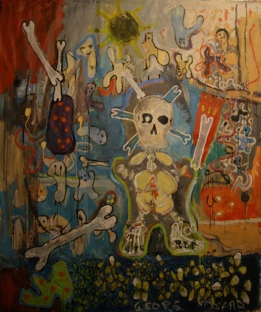 Painting titled "Hattífattíland" by Georg Óskar, Original Artwork