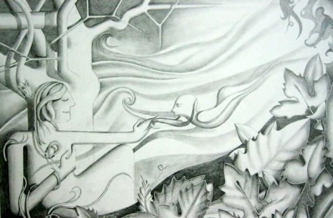 Drawing titled "Light From The" by Haptahendu, Original Artwork, Other
