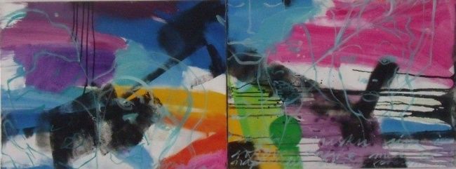 Painting titled "ljubicasti sumrak" by Izabela Matos, Original Artwork