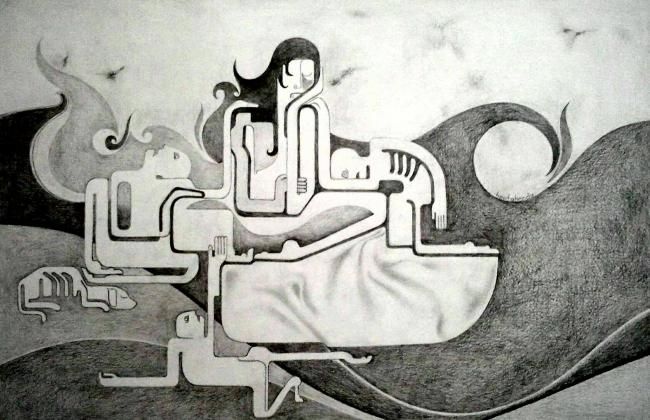 Drawing titled "Desperation" by Haptahendu, Original Artwork, Other