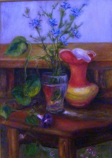 Painting titled "Машкины цветочки" by Tania Nikolich, Original Artwork, Oil