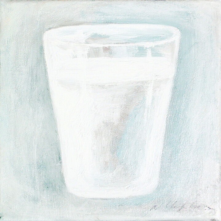 Painting titled "Verre de lait 2" by Nathalia Chipilova, Original Artwork, Acrylic Mounted on Wood Stretcher frame