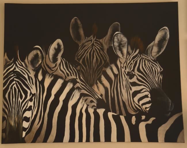 Картина под названием "zebras" - R Michael Palmer, Подлинное произведение искусства