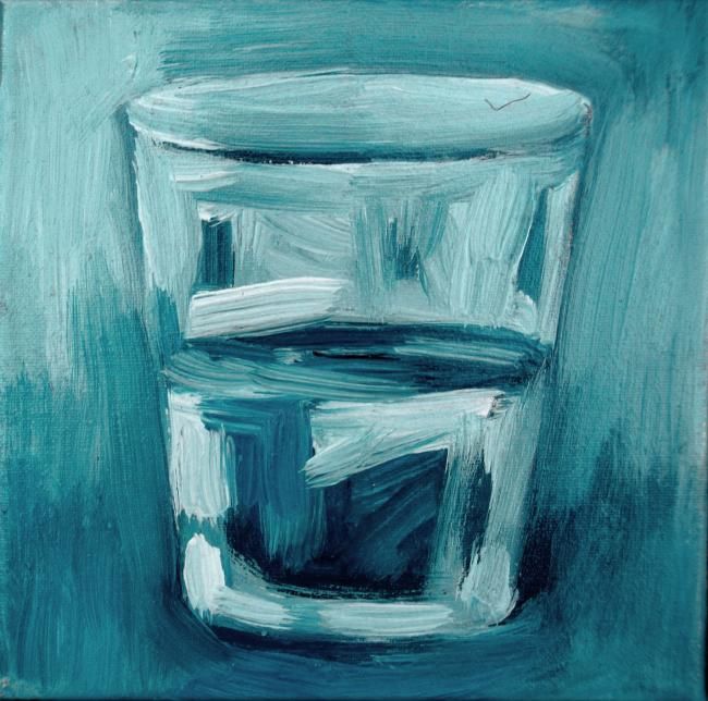 Painting titled "Verre d'eau 49" by Nathalia Chipilova, Original Artwork, Oil