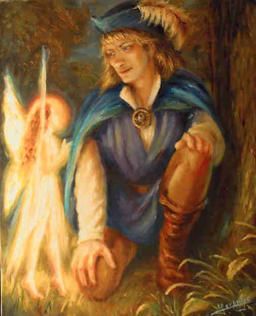 Painting titled "The blue prince and…" by Marcel Lorange, Original Artwork, Other