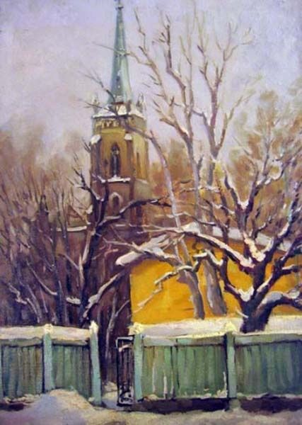 Painting titled "Церковь Св. Павла с…" by Yury Kurako, Original Artwork