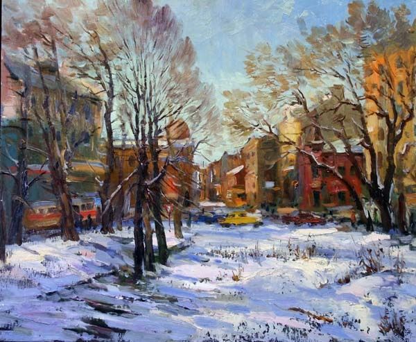 Painting titled "Вид на ул. Авоту от…" by Yury Kurako, Original Artwork