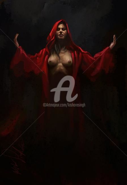 Digital Arts titled "The necromancer" by Kishore Singh, Original Artwork, Digital Painting