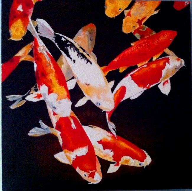 「Koi fish」というタイトルの絵画 M Javanによって, オリジナルのアートワーク, オイル