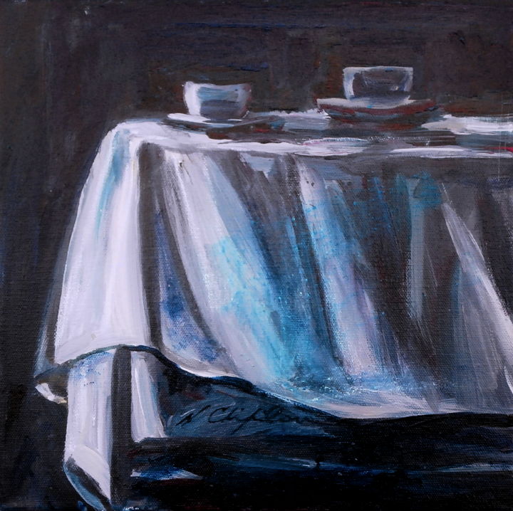 Painting titled "Tea time" by Nathalia Chipilova, Original Artwork, Acrylic