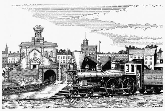 Drawing titled "1900 Brockville Rai…" by Cullen, Original Artwork, Other
