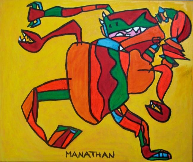 Painting titled "Monster 3" by Nathalia Chipilova, Original Artwork, Oil