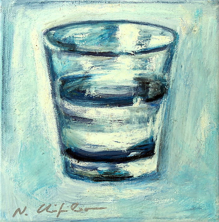 Painting titled "Verre d'eau 70" by Nathalia Chipilova, Original Artwork, Oil
