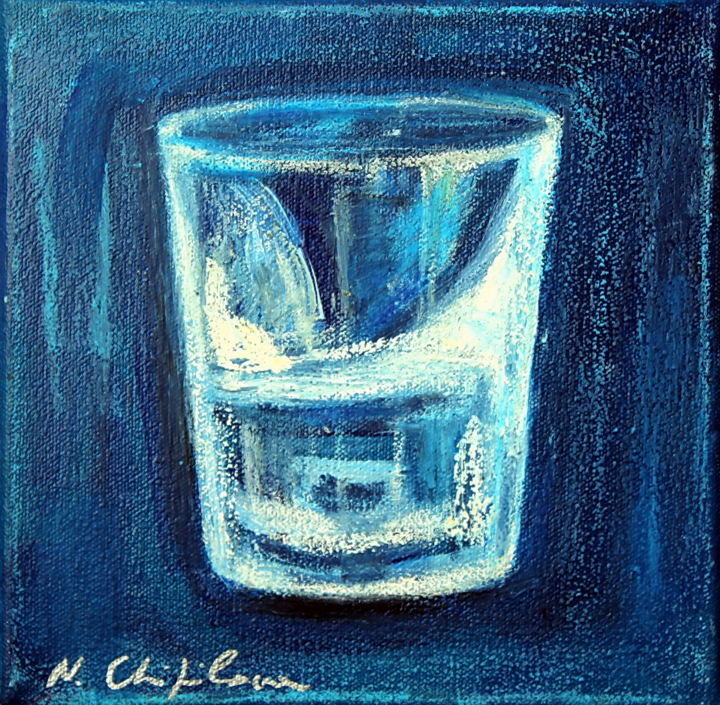 Painting titled "Verre d'eau 99" by Nathalia Chipilova, Original Artwork, Oil