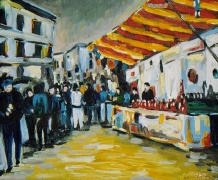 Painting titled "ORTONA MERCATINO" by Carilu', Original Artwork, Oil
