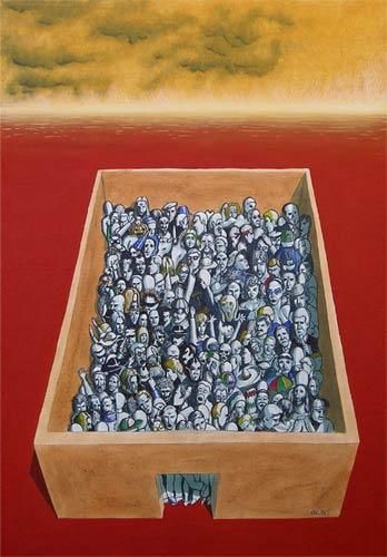 Pittura intitolato "Chi? - Who?" da Sandro Taliani, Opera d'arte originale