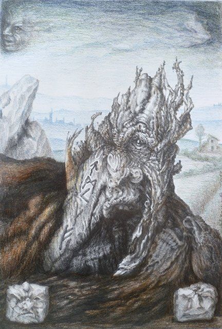 Dessin intitulée "Menhir 4" par Tim Seaward, Œuvre d'art originale, Autre