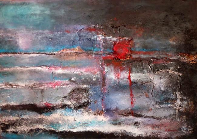 Après le tsunami, abstraction 18. 绘画, 19.7x27.6 in