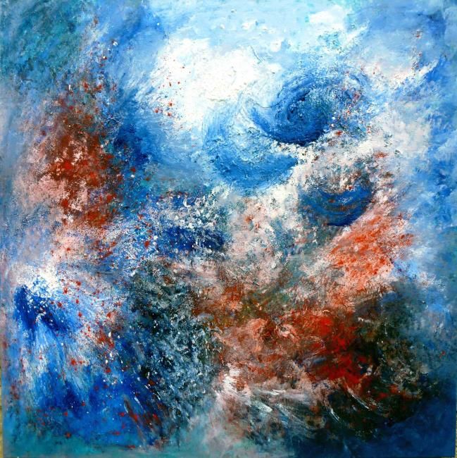 Painting titled "abstraction 21" by Monique Ducarton, Original Artwork, Oil