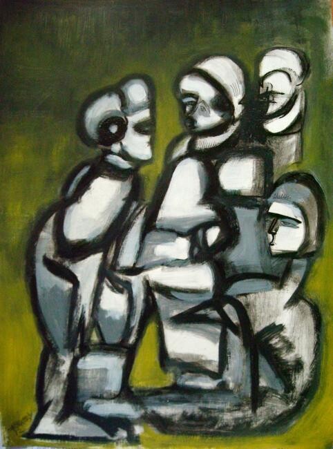 Peinture intitulée ""conversation"" par Frédérique Manley, Œuvre d'art originale, Acrylique