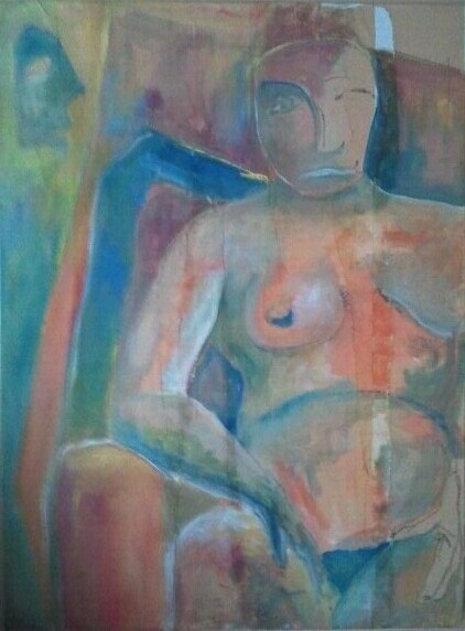 gouache, "la grosse Maria", d'après Toulouse Lautrec. 绘画, 35.4x29.5 in