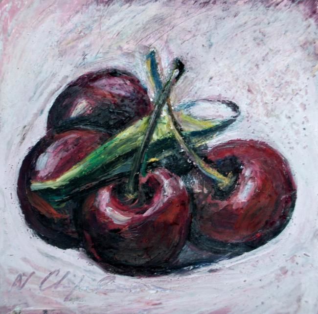 Painting titled "Cérises" by Nathalia Chipilova, Original Artwork, Acrylic