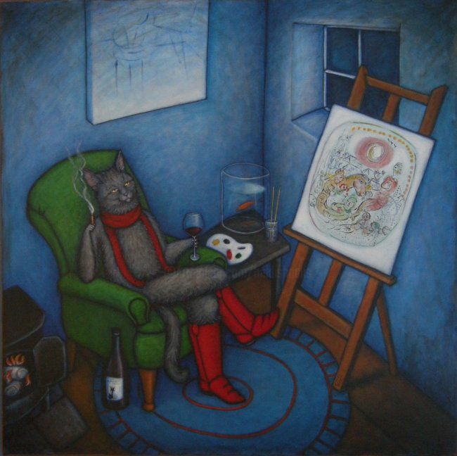 Картина под названием "Chagall's Harlequin" - Heidi Shaulis, Подлинное произведение искусства
